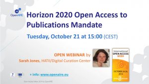 OpenAIRE Webinar: Horizon 2020 Open Research Data Pilot @ Webinar