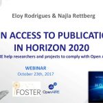 Conteúdos do Webinar OpenAIRE sobre “Open Access to publications in H2020”